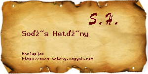 Soós Hetény névjegykártya